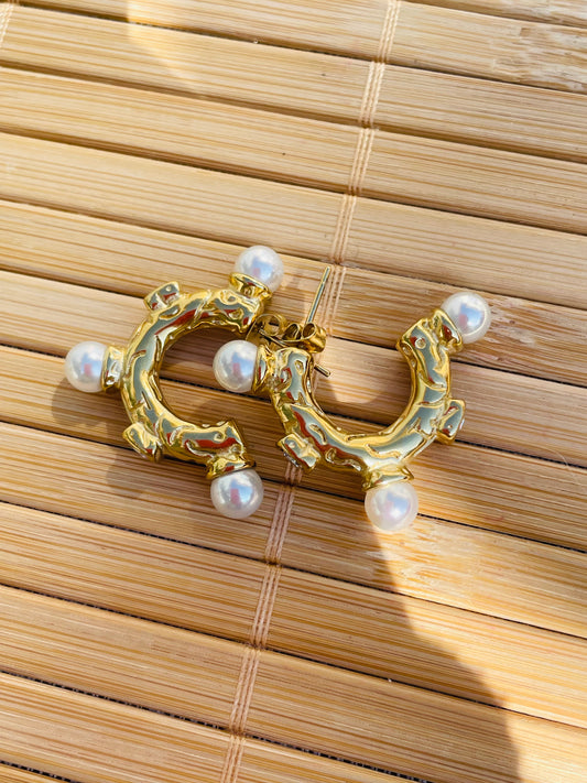 Aros Coral de Perlas