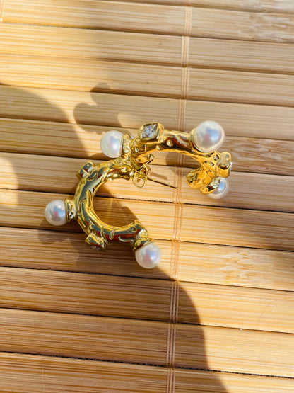 Aros Coral de Perlas